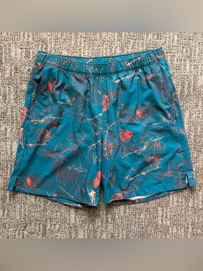 The North Face Men's Wander Shorts Blue Coral Valley Print Medium board shorts